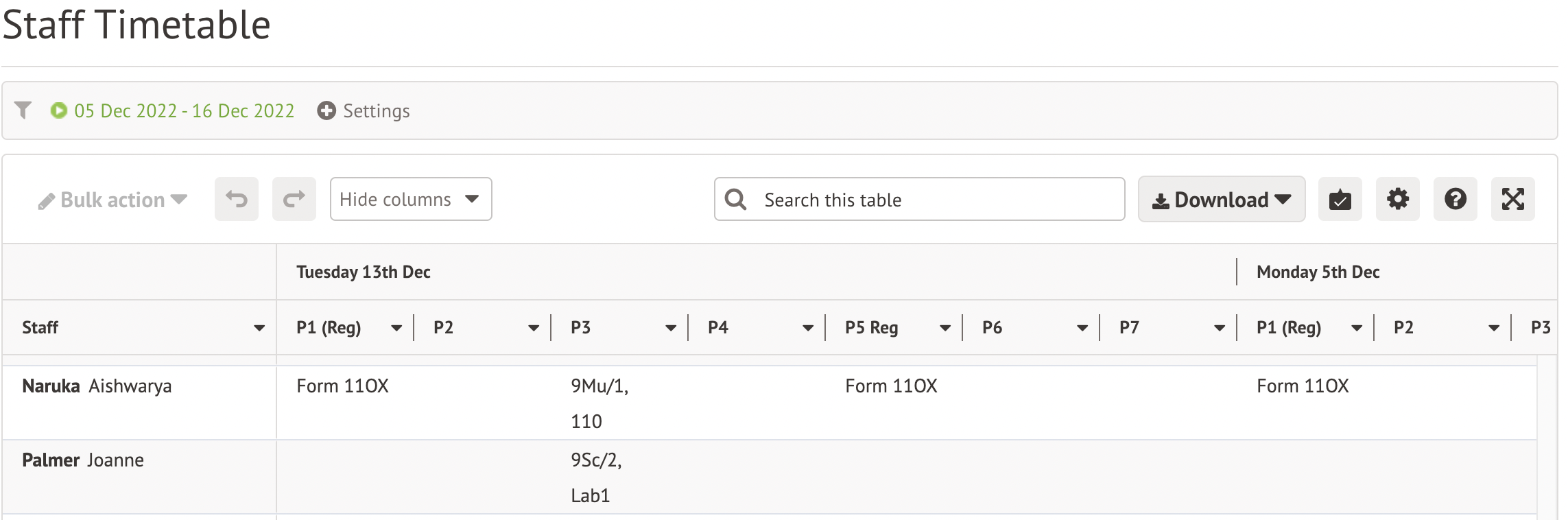 Can You Print Off A Staff Member s Timetabled Registers For The Next 2 