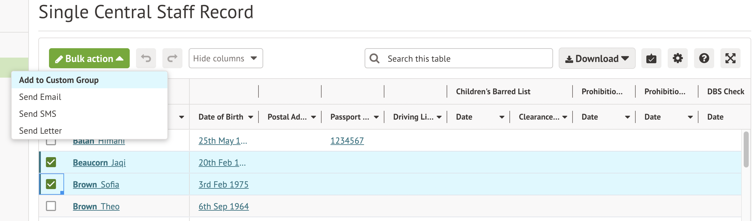 Using The School Single Central Record SCR To Check And Update Staff 